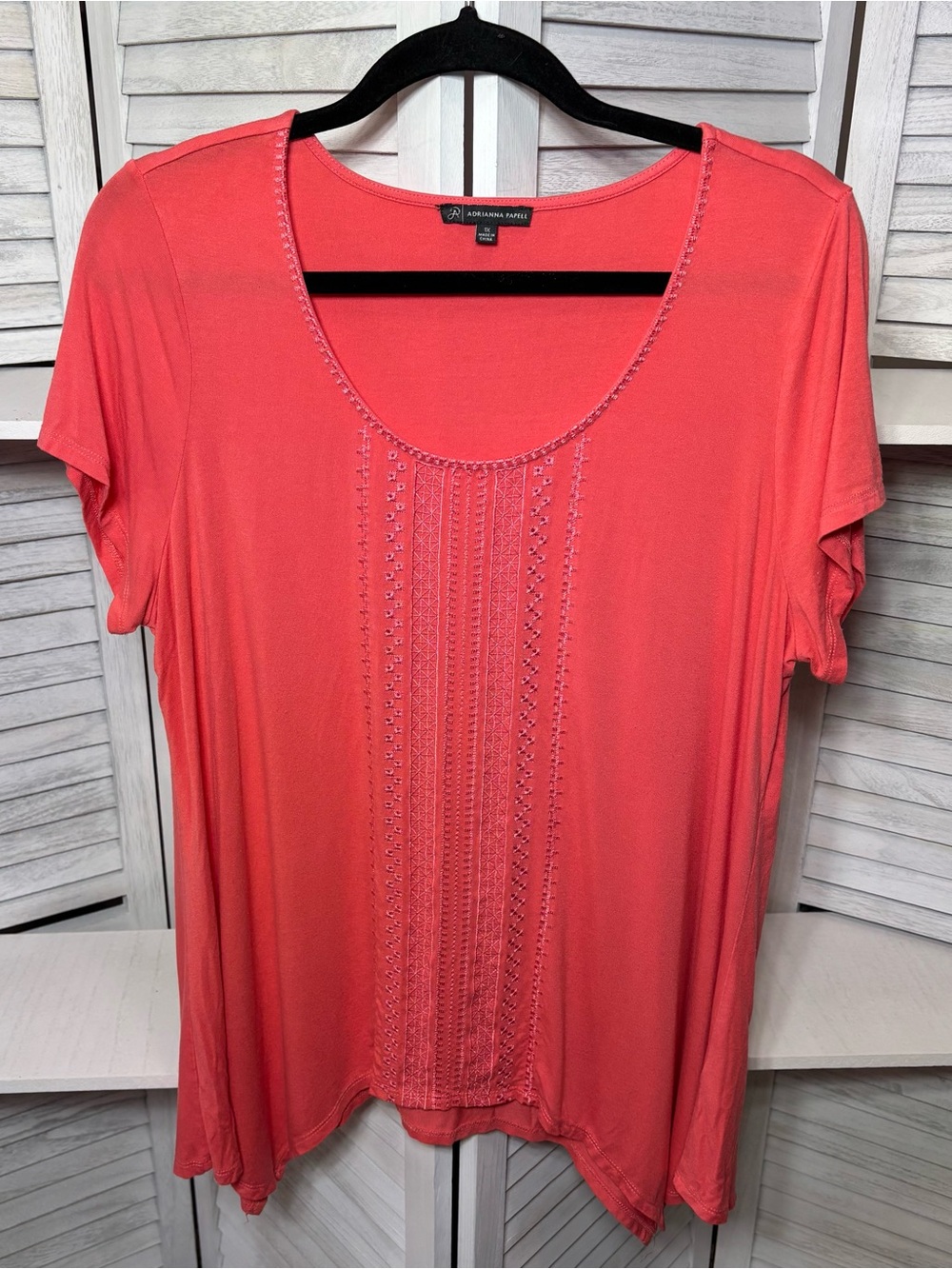 Adrianna Papell Coral Embroidered Tunic Top Women’s 1X
